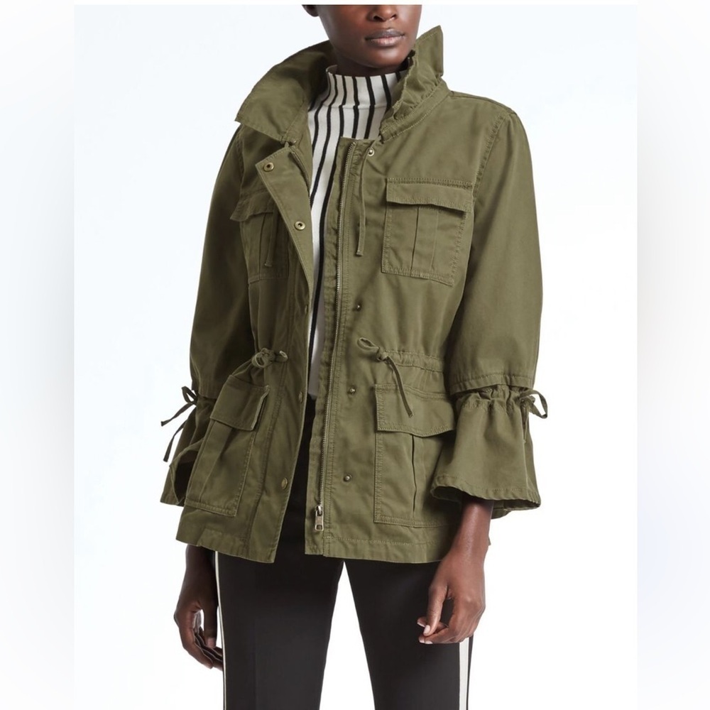 Banana Republic x Olivia Palermo Bell-Sleeve Surplus Jacket, hunter green XL